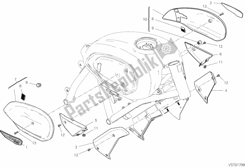 Todas as partes de Carenagem do Ducati Scrambler 1100 Special Thailand USA 2019